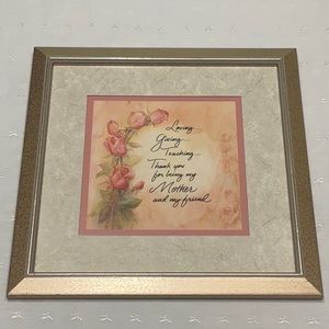 Home Interiors And Gifts Glass Framed Mother Verse With Roses